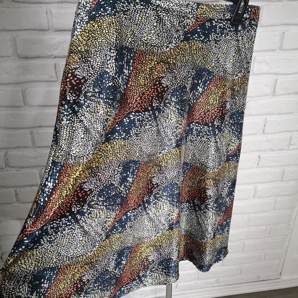 NWT Danier Ladies Size 8 Blue Combo Lined A-Line Midi Length Skirt - Picture 4 of 11